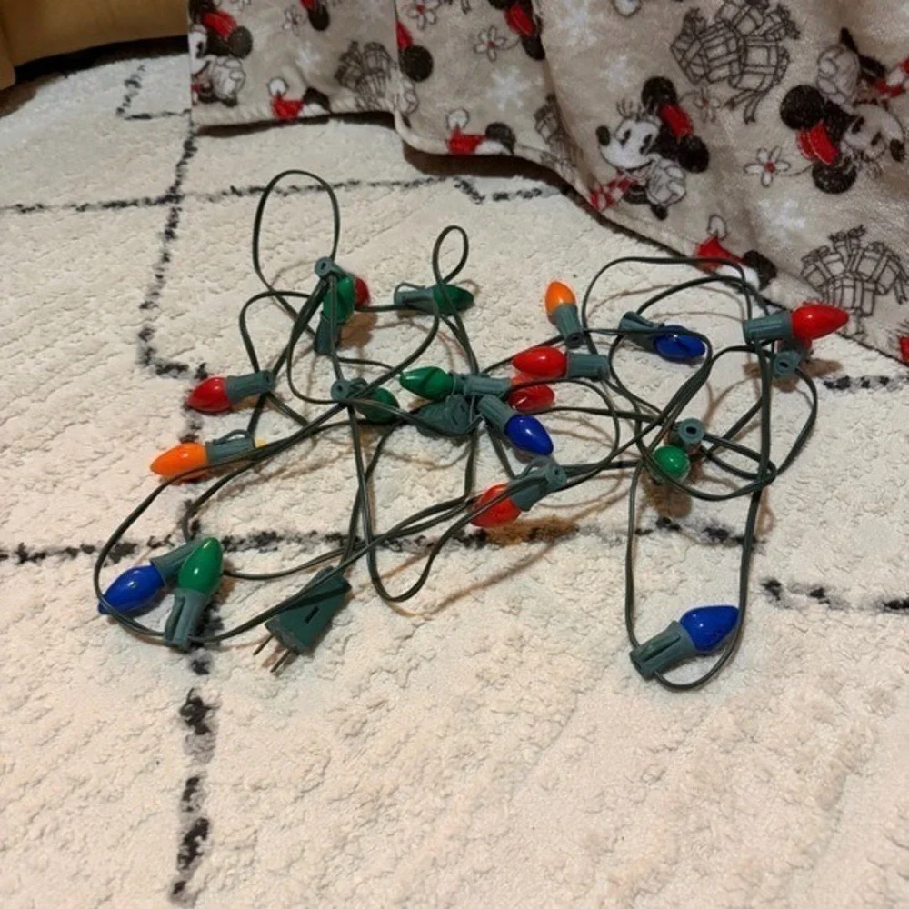 Vintage 80s 90s Colorful String Lights Color Christmas Strand Lighting Cord